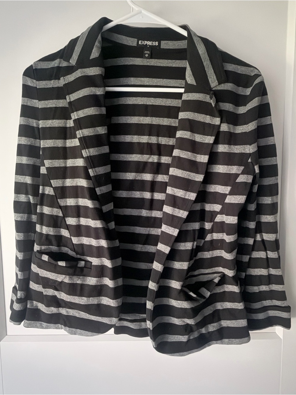 Express Women's Black & Gray Striped Blazer - xs - work business casual